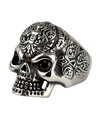 Ring Totenkopf Edelstahl mit Stein - vergleichen und günstig kaufen